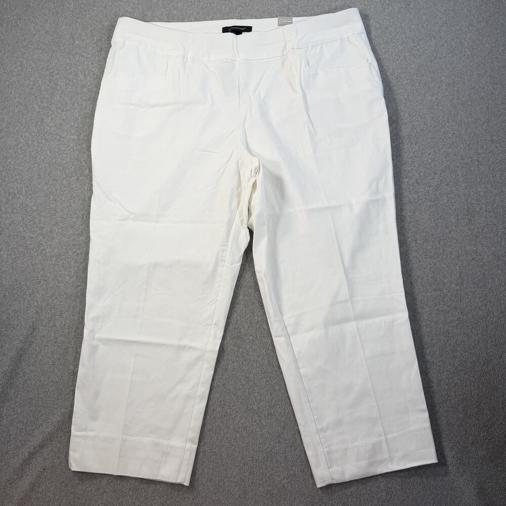 Ashley Stewart Women's Size 24 White Pull-On Capri Pants Stretch High Rise New
